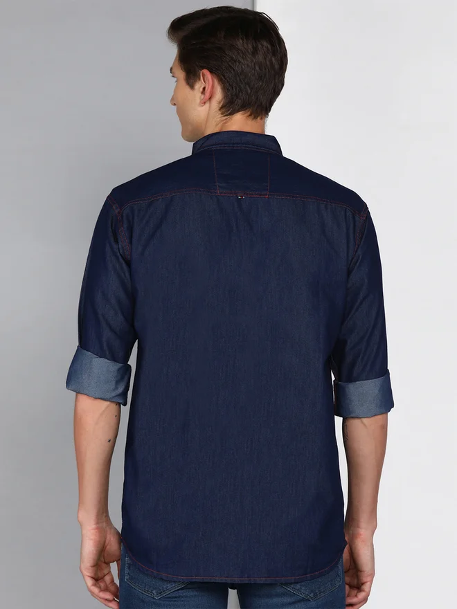KUONS AVENUE KUONS AVENUE Men Slim Fit Taping Denim Shirt